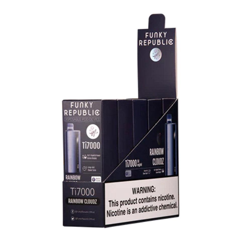 Funky Republic TI7000 7,000 Puff Rechargeable Nicotine Disposable 5pk-Funky Republic-Rainbow Cloudz-NYC Glass