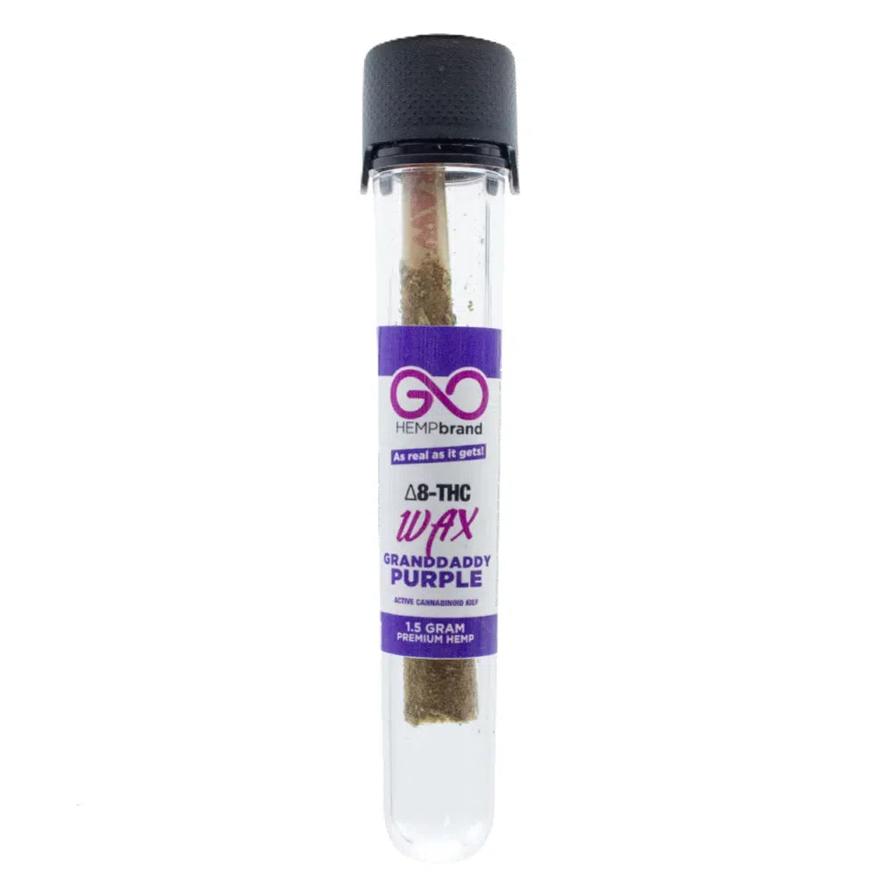 GO Hemp Delta 8 Wax Infused Keif Coated 1.5g Pre Roll-GO Hemp Brand-Grandaddy Purple-NYC Glass