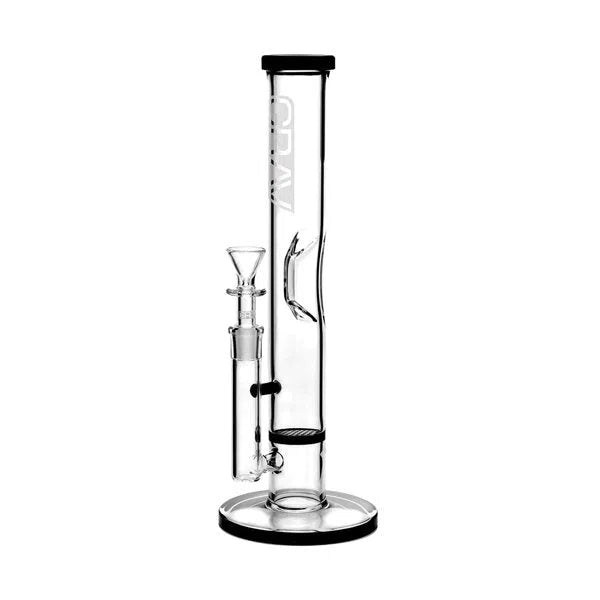 GRAV® Medium Straight Base w/ Disc Water Pipe - Black Accent-GRAV-NYC Glass