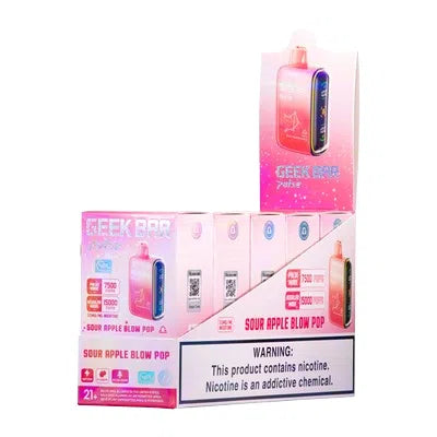 Geek Bar Pulse 15,000 Puff Nicotine Disposable 5pk-Geek Bar-Sour Apple Blow Pop-NYC GLASS 718