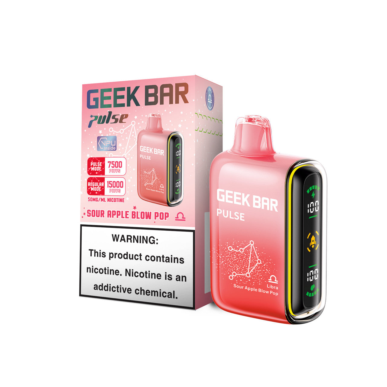 Geek Bar Pulse 15,000 Puff Nicotine Disposable-Geek Bar-Sour Apple Blow Pop-NYC GLASS 718
