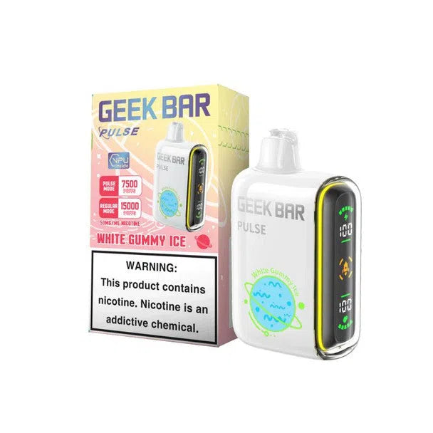 Geek Bar Pulse 15,000 Puff Nicotine Disposable-Geek Bar-White Gummy Ice-NYC Glass