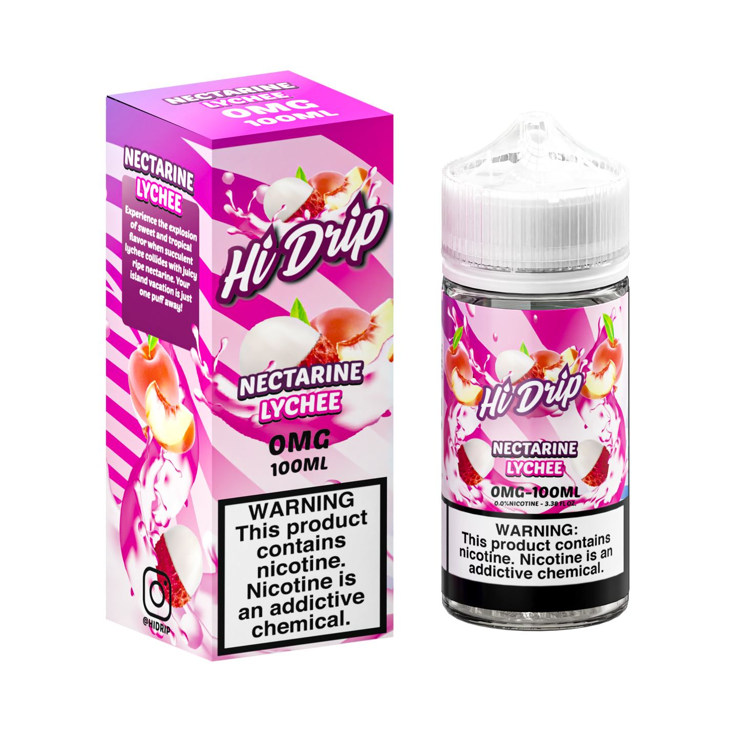 Hi Drip Freebase E-Juice 100ml-Hi Drip-Nectarine Lychee-0mg-NYC Glass