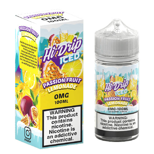 Hi Drip Freebase E-Juice 100ml-Hi Drip-Passionfruit Lemonade Iced-0mg-NYC Glass