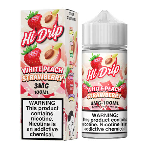 Hi Drip Freebase E-Juice 100ml-Hi Drip-White Peach Strawberry-0mg-NYC Glass