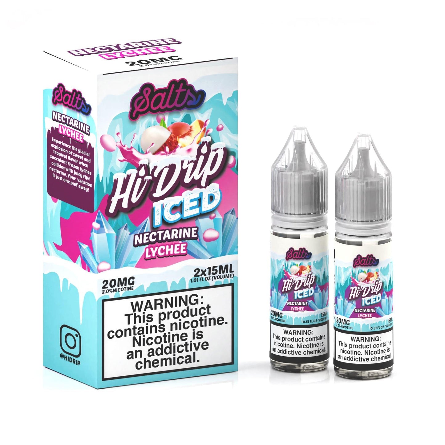 Hi Drip Salt Nic E-Juice 30Ml-Hi Drip-Nectarine Lychee Iced-20mg-NYC Glass