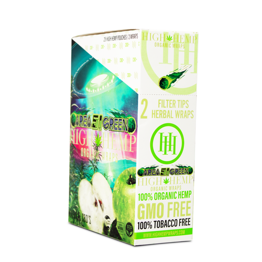 High Hemp Organic Hemp Wraps 25pk Box-Hemp Cones & Wraps-High Hemp-Area 51 Apple-NYC Glass