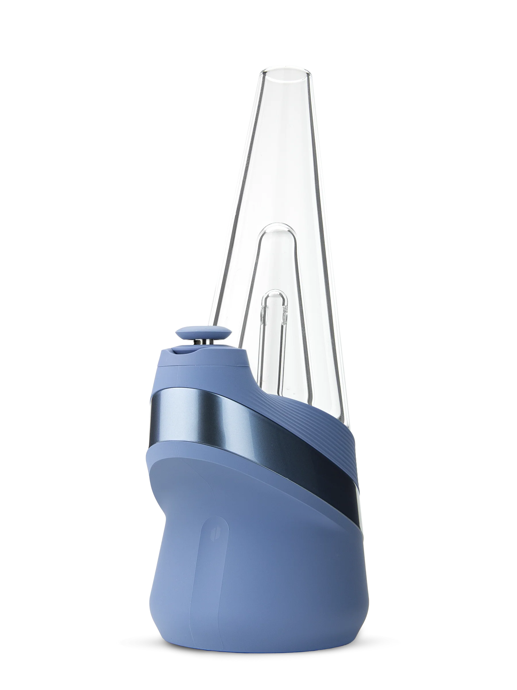 Puffco Peak Smart Rig in Sapphire with a clear glass top and metallic blue band.