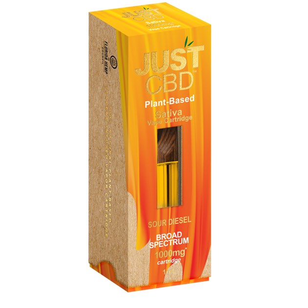 JUST CBD Broad Spectrum CBD Vape Cartridges 1000mg-Just CBD-Sour Diesel (Sativa)-NYC Glass