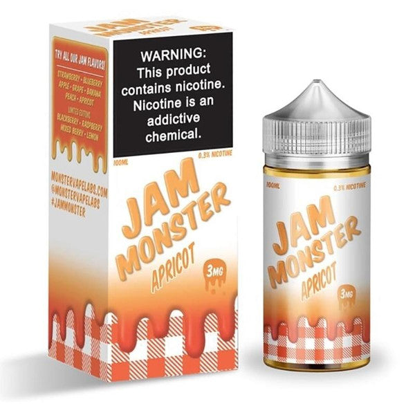 Jam Monster Freebase E-Juice 100ml-Jam Monster-Apricot-3mg-NYC Glass