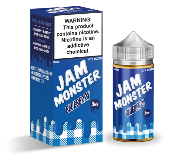 Jam Monster Freebase E-Juice 100ml-Jam Monster-Blueberry-3mg-NYC Glass