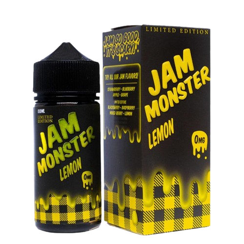 Jam Monster Freebase E-Juice 100ml-Jam Monster-Lemon-3mg-NYC Glass