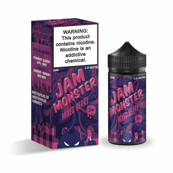 Jam Monster Freebase E-Juice 100ml-Jam Monster-Mixed Berries-3mg-NYC Glass
