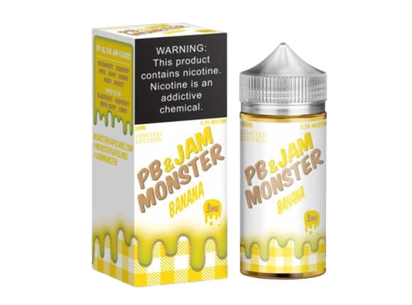 Jam Monster Freebase E-Juice 100ml-Jam Monster-Peanut Butter & Jam Banana-3mg-NYC Glass