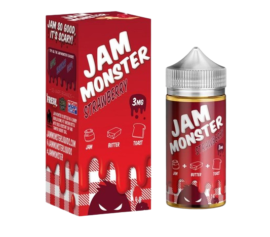 Jam Monster Freebase E-Juice 100ml-Jam Monster-Strawberry-3mg-NYC Glass