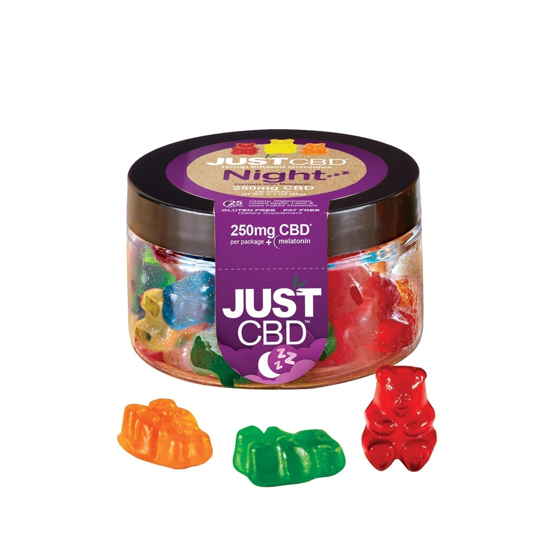 Just CBD Gummies 250mg Jar-Just CBD-Night Time Bear-NYC Glass