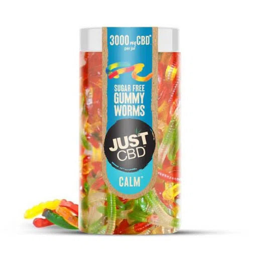 Just CBD Gummies 3000mg Jar-Just CBD-Sugar Free Worms-NYC Glass