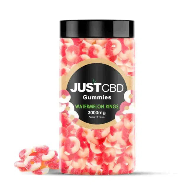 Just CBD Gummies 3000mg Jar-Just CBD-Watermelon Rings-NYC Glass