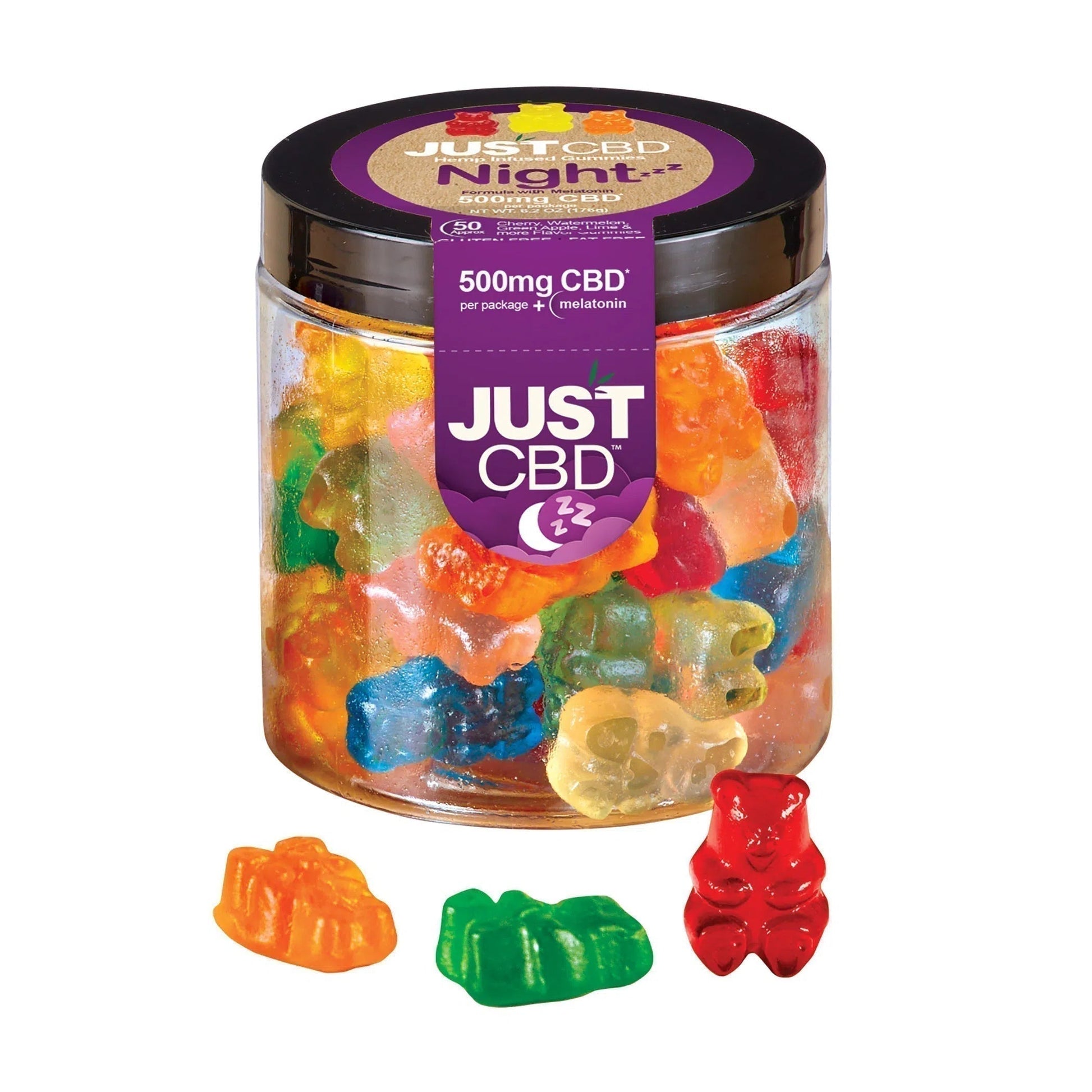 Just CBD Gummies 500mg Jar-Just CBD-Night Time Gummy Bears-NYC Glass