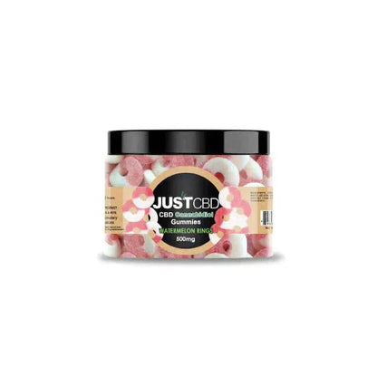 Just CBD Gummies 500mg Jar-Just CBD-Peach Rings-NYC Glass