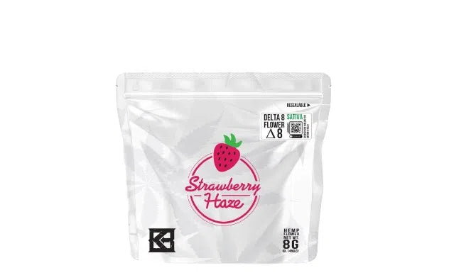 Kalibloom Delta 8 THC Flower 8g Smell Proof Bag-Kalibloom-Strawberry Haze (Sativa)-NYC Glass