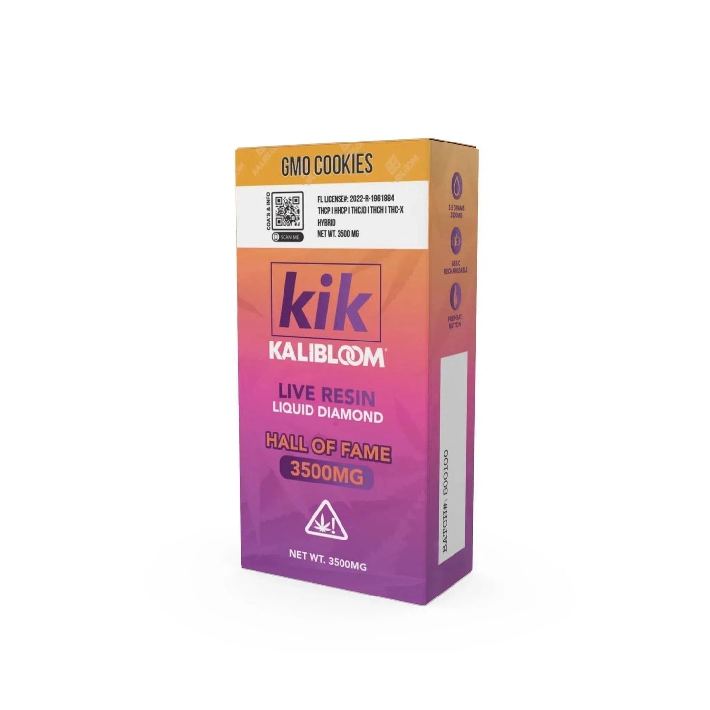 Kalibloom KIK Hall of Fame 3.5g Live Resin Liquid Diamond THCP/HHCP/THCJD/THCH/THCX Rechargeable Disposable-Kalibloom-GMO Cookies (Hybrid)-NYC Glass