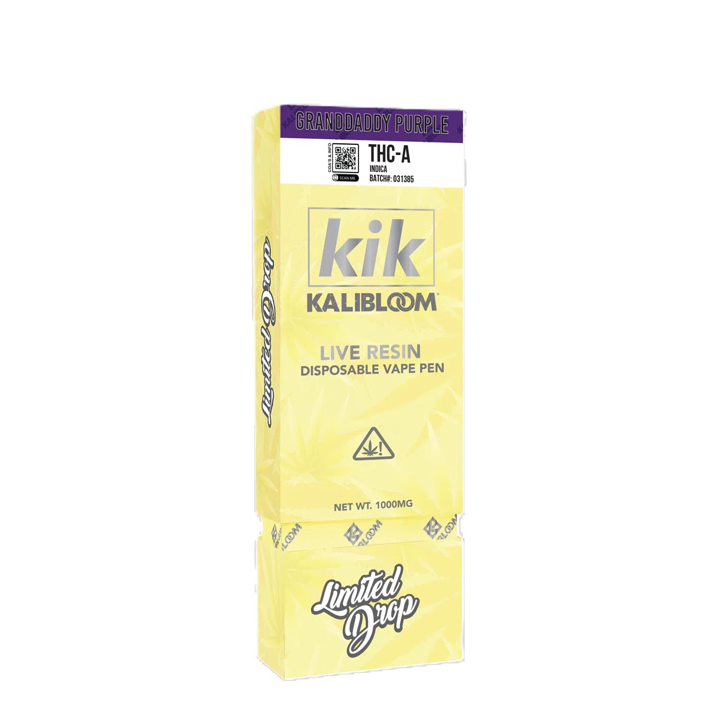 Kalibloom Kik 1000mg THC-A Live Resin Disposable (LIMITED DROP)-Kalibloom-Grandaddy Purple (Indica)-NYC Glass