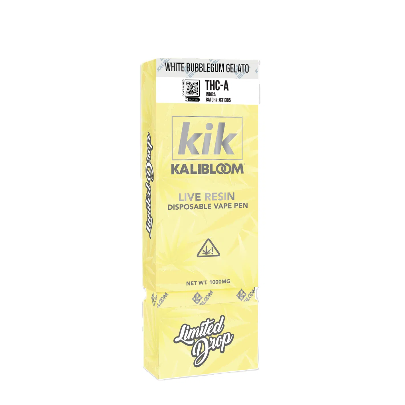 Kalibloom Kik 1000mg THC-A Live Resin Disposable (LIMITED DROP)-Kalibloom-White Bubblegum Gelato (Indica)-NYC Glass