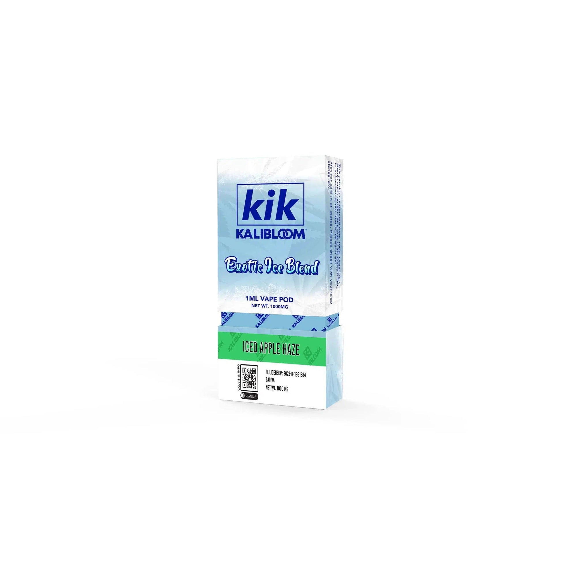 Kalibloom Kik Exotic Ice Blend 1ml Pod (CBD, THC-V, THC-P, Delta-8, HHC-P)-Kalibloom-Ice Apple Haze (Sativa)-NYC Glass