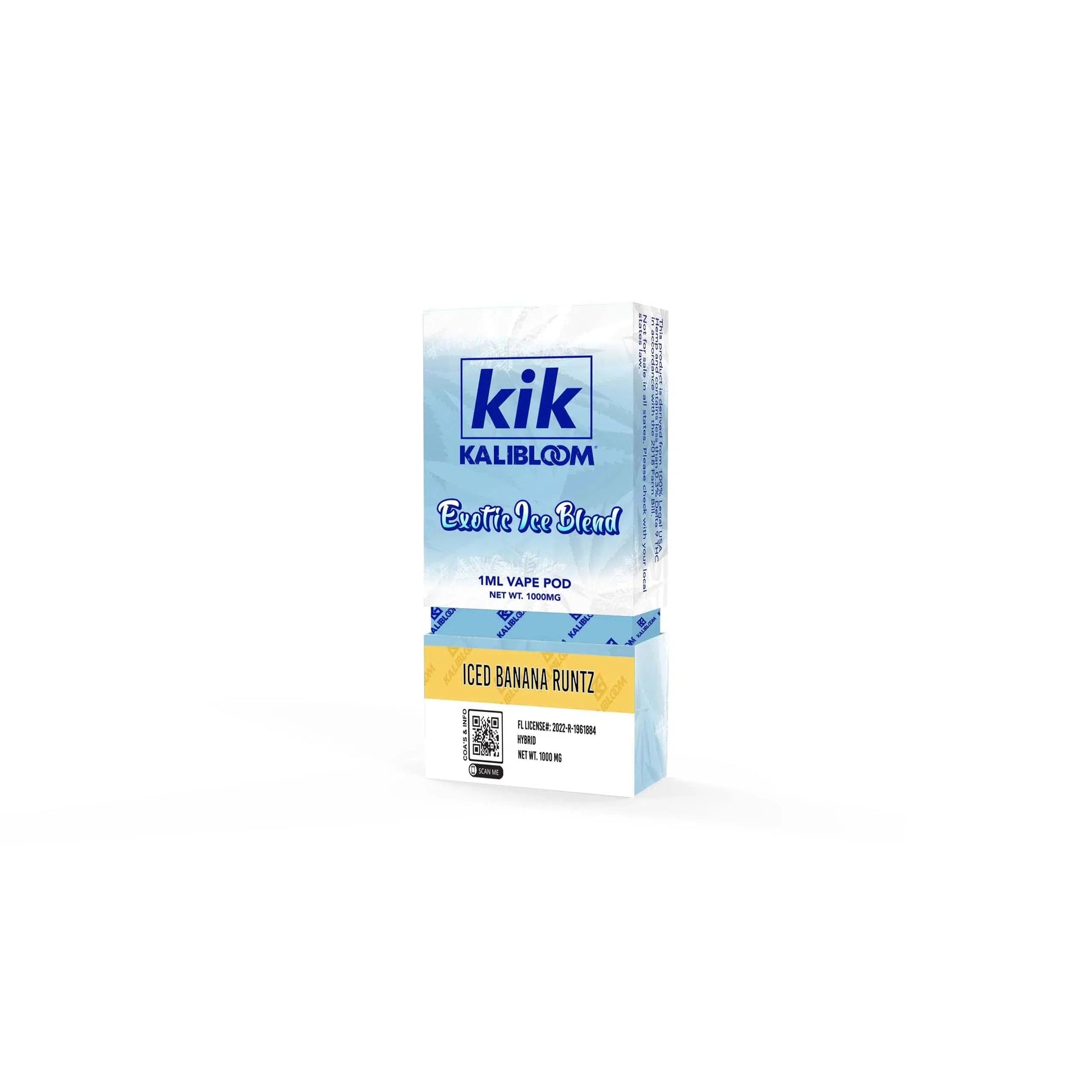 Kalibloom Kik Exotic Ice Blend 1ml Pod (CBD, THC-V, THC-P, Delta-8, HHC-P)-Kalibloom-Ice Banana Runtz (Hybrid)-NYC Glass