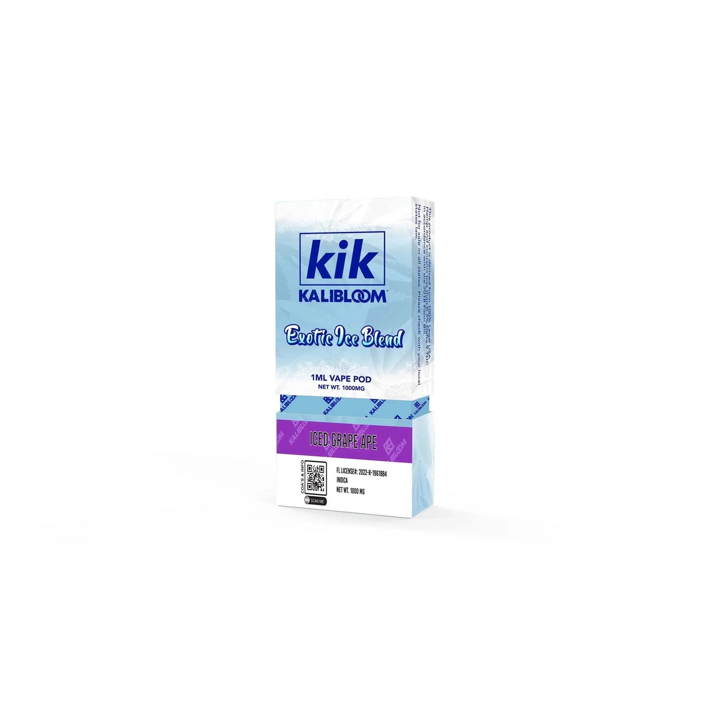 Kalibloom Kik Exotic Ice Blend 1ml Pod (CBD, THC-V, THC-P, Delta-8, HHC-P)-Kalibloom-Ice Grape Ape (Indica)-NYC Glass