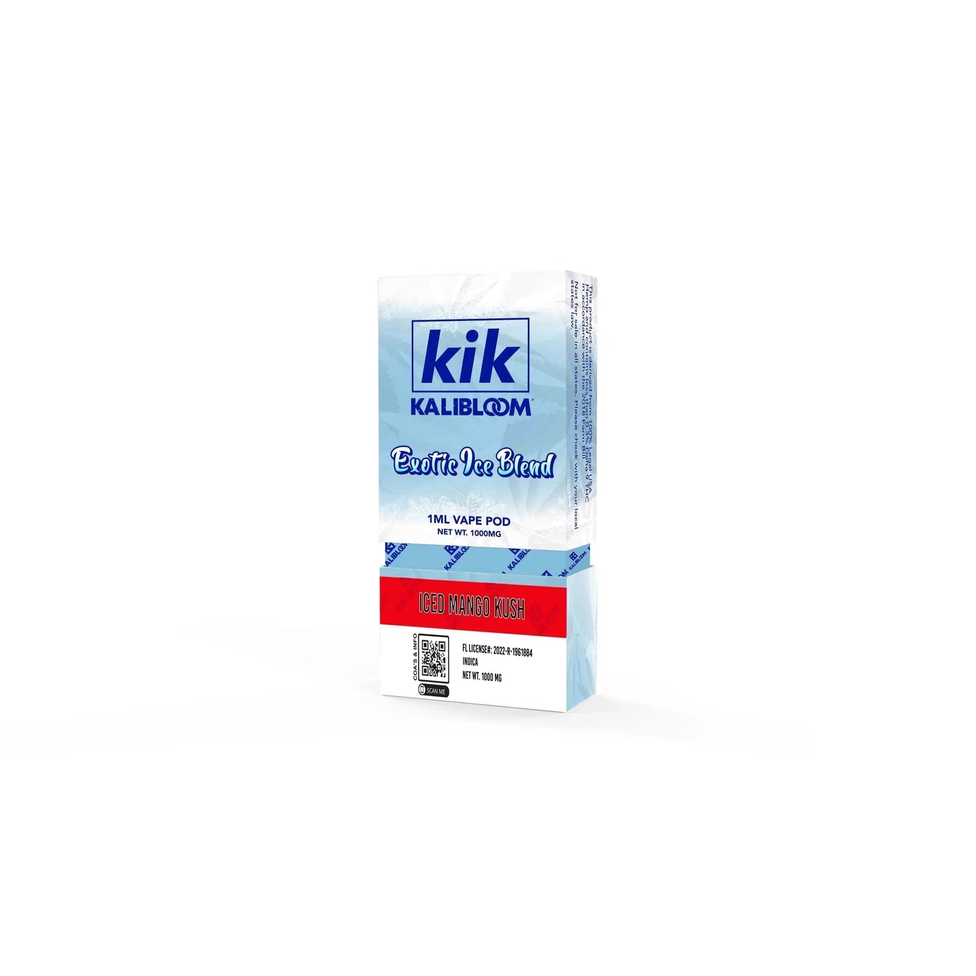Kalibloom Kik Exotic Ice Blend 1ml Pod (CBD, THC-V, THC-P, Delta-8, HHC-P)-Kalibloom-Ice Mango Kush (Indica)-NYC Glass