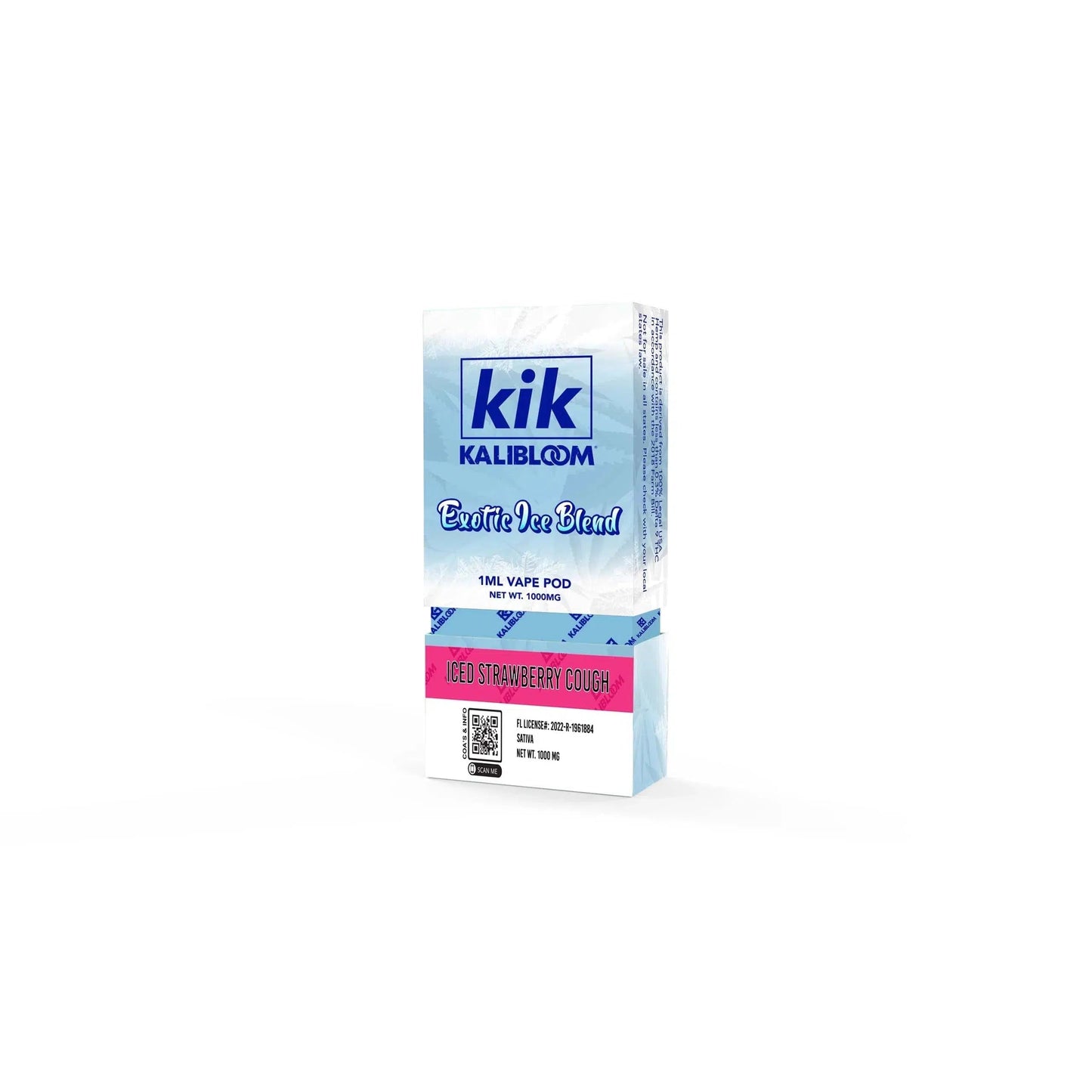 Kalibloom Kik Exotic Ice Blend 1ml Pod (CBD, THC-V, THC-P, Delta-8, HHC-P)-Kalibloom-Ice Strawberry Cough (Sativa)-NYC Glass