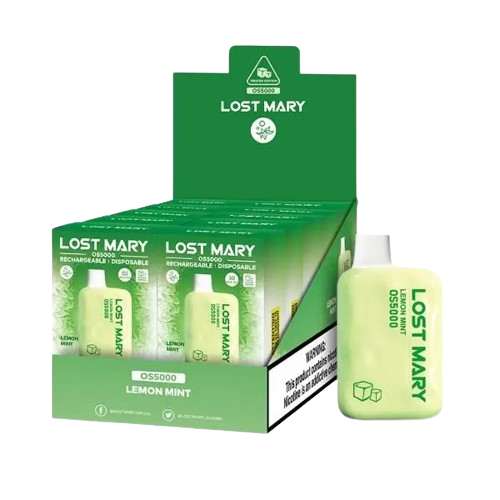 Lost Mary OS5000 5k Puff Nicotine Disposable Full Box-EBDESIGN-Lemon Mint-NYC Glass