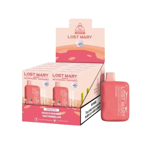 Lost Mary OS5000 5k Puff Nicotine Disposable Full Box-EBDESIGN-Peach Mango Watermelon-NYC Glass