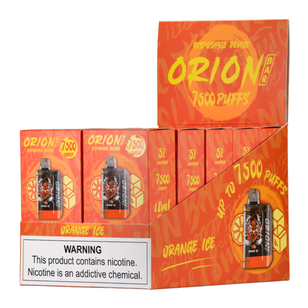 Lost Vape Orion Bar Rechargeable Nicotine Disposable 7500 Puffs 10pk-Lost Mary-Orange Ice-NYC Glass