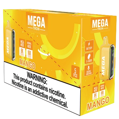 MEGA Tron 16,000 Puff Nicotine Disposable-Mega-Mango-Full Box 5pk-NYC Glass