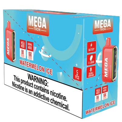 MEGA Tron 16,000 Puff Nicotine Disposable-Mega-Watermelon Ice-Full Box 5pk-NYC Glass