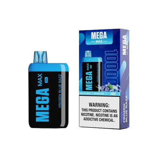 Mega Max 10,000 Puff Nicotine Disposable 5pk-Mega-Frozen Blue Razz 5%-NYC Glass