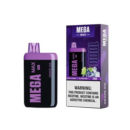 Mega Max 10,000 Puff Nicotine Disposable 5pk-Mega-Grape Ice 5%-NYC Glass