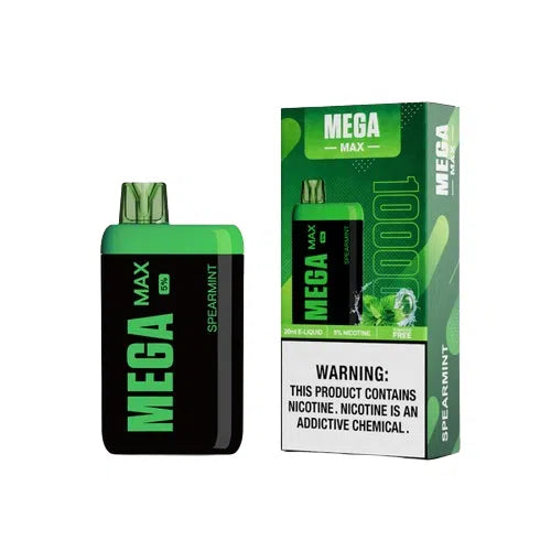 Mega Max 10,000 Puff Nicotine Disposable 5pk-Mega-Spearmint 5%-NYC Glass