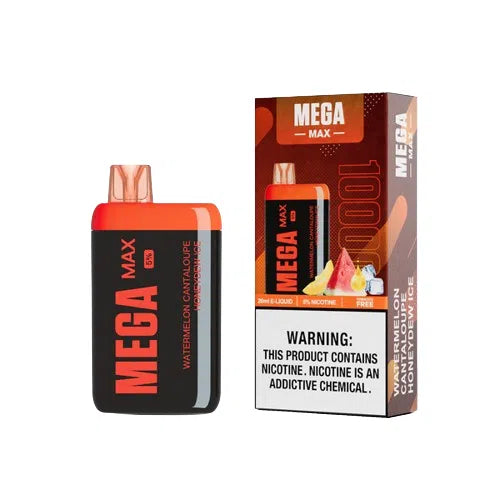 Mega Max 10,000 Puff Nicotine Disposable 5pk-Mega-Watermelon Cantaloupe Honeydew Ice 5%-NYC Glass