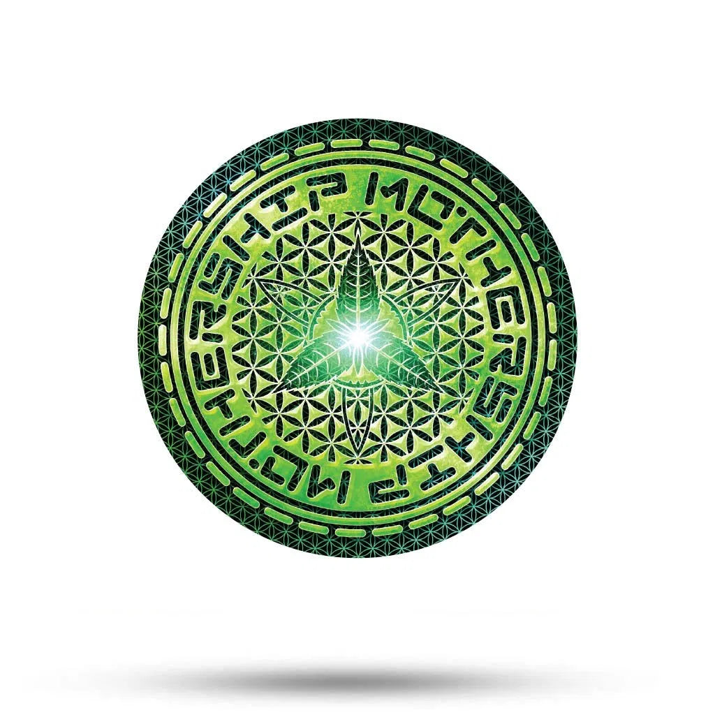 Mothership Glass Round Stickers-Mothership Glass-Green mandala-NYC Glass