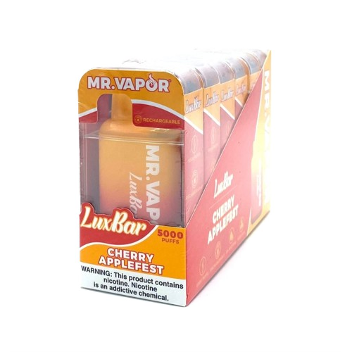 Mr. Vapor LuxBar 5000 Puff Nicotine Disposable 6pk Full Box-Mr. Vapor-Cherry Applefest-NYC Glass