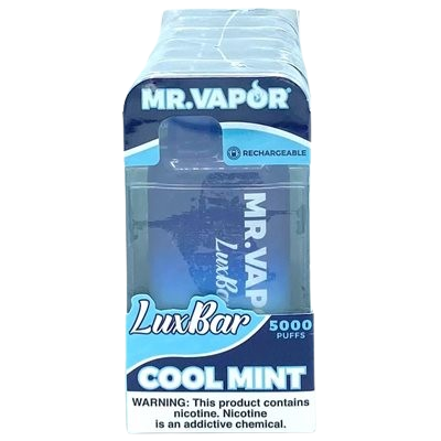 Mr. Vapor LuxBar 5000 Puff Nicotine Disposable 6pk Full Box-Mr. Vapor-Cool Mint-NYC Glass