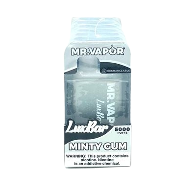 Mr. Vapor LuxBar 5000 Puff Nicotine Disposable 6pk Full Box-Mr. Vapor-Minty Gum-NYC Glass