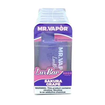 Mr. Vapor LuxBar 5000 Puff Nicotine Disposable 6pk Full Box-Mr. Vapor-Sakura Grape-NYC Glass