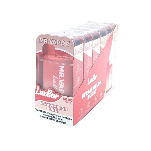 Mr. Vapor LuxBar 5000 Puff Nicotine Disposable 6pk Full Box-Mr. Vapor-Straw Melon Burst-NYC Glass