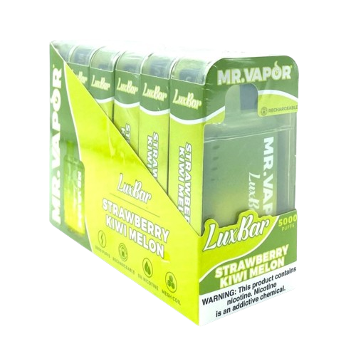 Mr. Vapor LuxBar 5000 Puff Nicotine Disposable 6pk Full Box-Mr. Vapor-Strawberry Kiwi Melon-NYC Glass