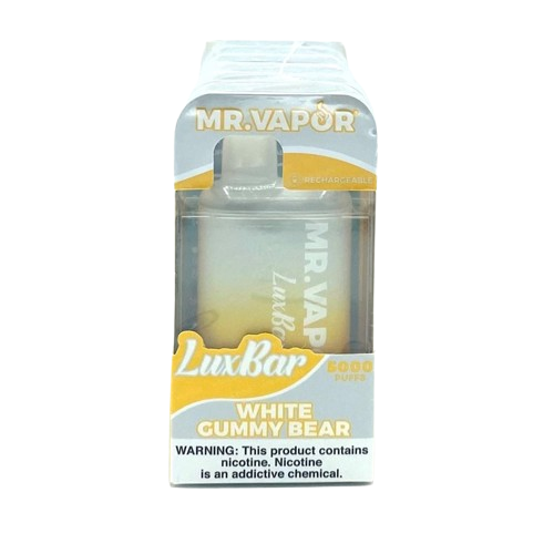 Mr. Vapor LuxBar 5000 Puff Nicotine Disposable 6pk Full Box-Mr. Vapor-White Gummy Bear-NYC Glass